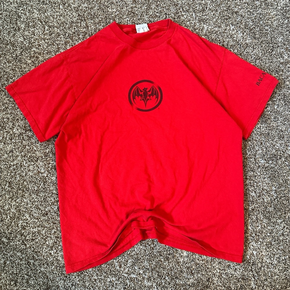 mens vintage bacardi red graphic tee